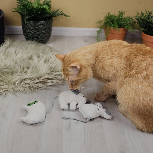 Ne&No - Katzenspielzeug 3er-Set Plüschtiere mit Katzenminze