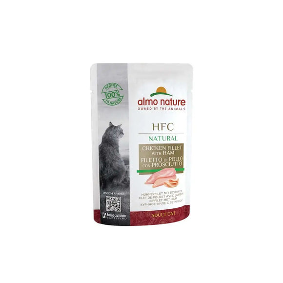 Busta di cibo per gatti Almo Nature HFC Filetto di Pollo e Prosciutto naturale
