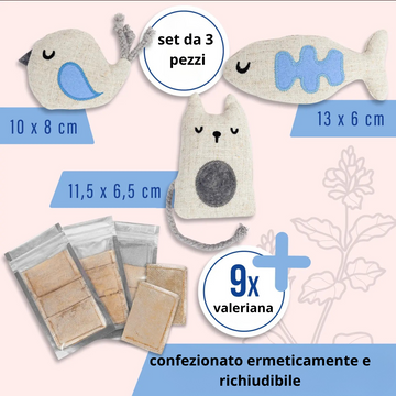Ne&No - Giocattolo per gatti  Set 3 pupazzetti Erba Gatta - 0