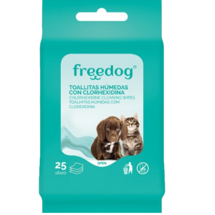 Free Dog - Salviette detergenti Clorexidina - 25 pz