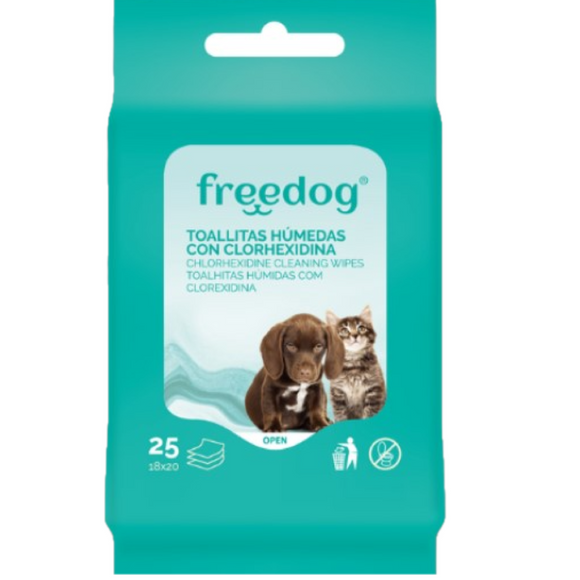 Free Dog - Cleansing Wipes Chlorhexidine - 25 pcs