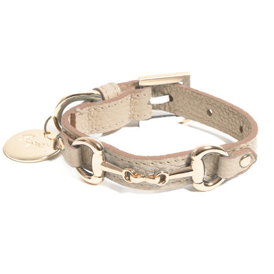 Achat beige Pupet Couture - collier en cuir avec pince