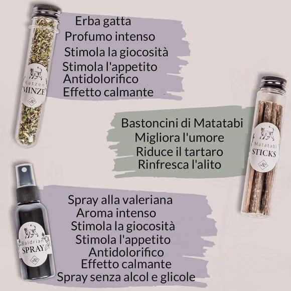 Ne&No®Set da 3 Erbe per Gatti - Confezione Regalo Elegante