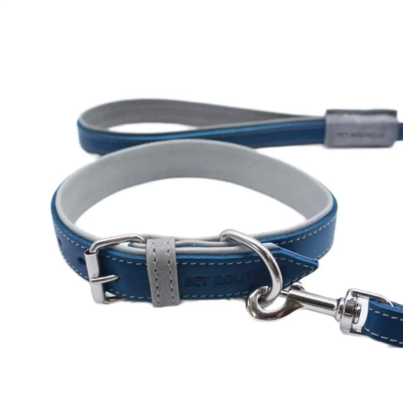Jet Line set in Pelle Bluette & Mercurio - Guinzagli