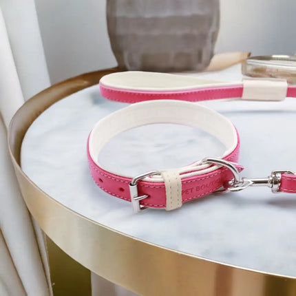 Jet Line set in Pelle Fragola & Neve - Guinzagli