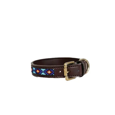 Kentucky - Collare per cani con perle fatte a mano - Blu Perlato / XS - Collari