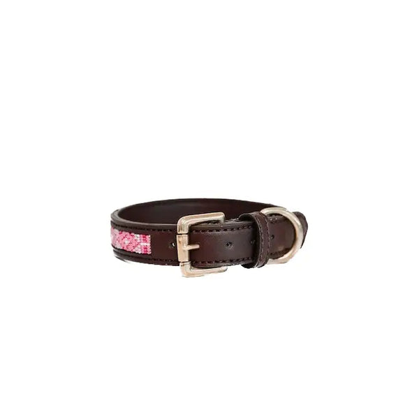 Kentucky - Collare per cani con perle fatte a mano - Rosa Perlato / XS - Collari