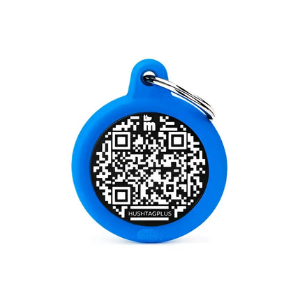 Medaglietta Hushtag Plus Cerchio - Nero Gomma Azzurro - Medagliette
