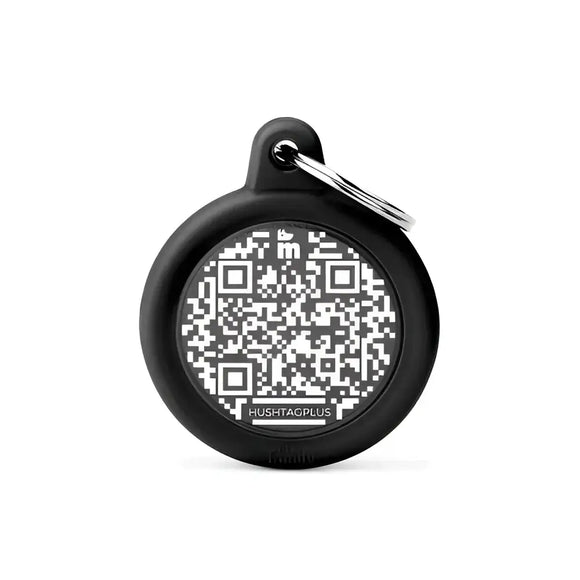 Medaglietta Hushtag Plus Cerchio - Nero Gomma Nera - Medagliette