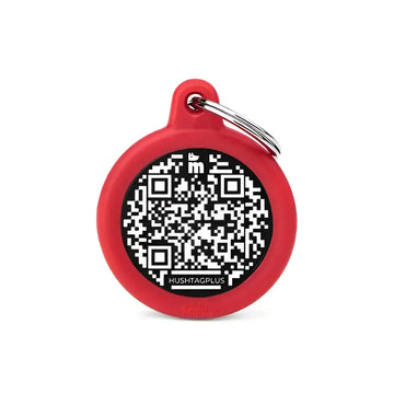 Medaglietta Hushtag Plus Cerchio - Nero Gomma Rossa - Medagliette