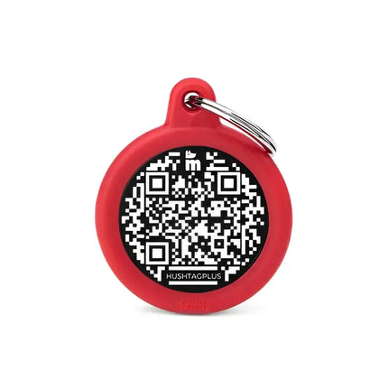 Medaglietta Hushtag Plus Cerchio - Nero Gomma Rossa - Medagliette