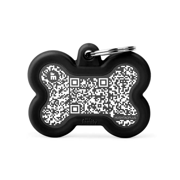 Medaglietta Hushtag Plus Osso - Nero Gomma - Medagliette