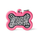 Medaglietta Hushtag Plus Osso - Nero Gomma Rosa - Medagliette