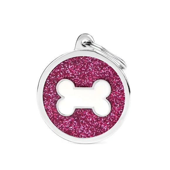 Medaglietta Shine Cerchio con osso - Magenta/Osso Bianco / L - Medagliette