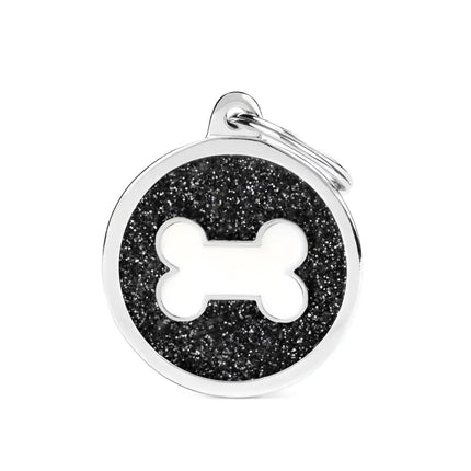 Medaglietta Shine Cerchio con osso - Nero/osso Bianco / L - Medagliette
