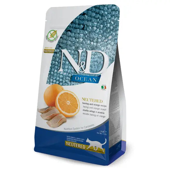 N&D Ocean Cat Aringa e Arancia Neutered - 1,5 Kg - Super Premium