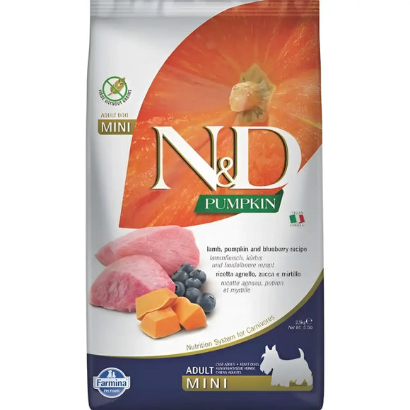 N&D Pumpkin Grain Free Agnello e Mirtilli Mini - 2,5 Kg - Super Premium