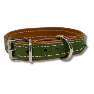 Pet Boutique - Collare in cuoio Urban - Verde Oliva / XXS - Collari