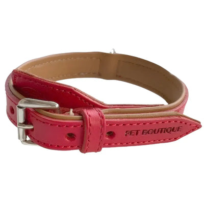 Pet Boutique - Elegant Collare in cuoio - Rosso / XS - Collari