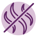 Lila kreisförmiges Symbol mit geschwungenen Linien für Petreet Pflanzenstreu mit Lavendel