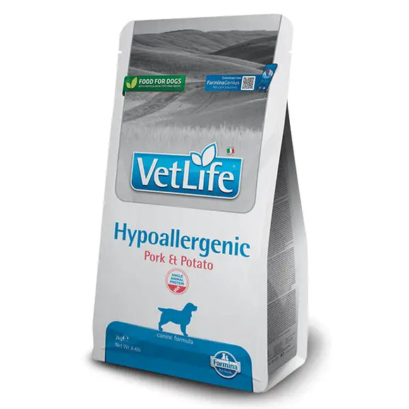 Vet Life Natural Dry diet dog HYPOALLERGENIC Maiale e Patate - 2 Kg - Super Premium