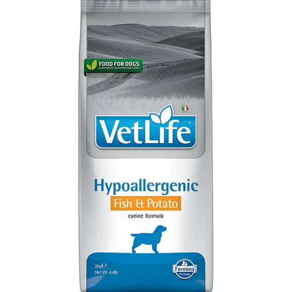 Vet Life Natural Dry diet dog HYPOALLERGENIC Pesce e Patate - 2 Kg - Super Premium